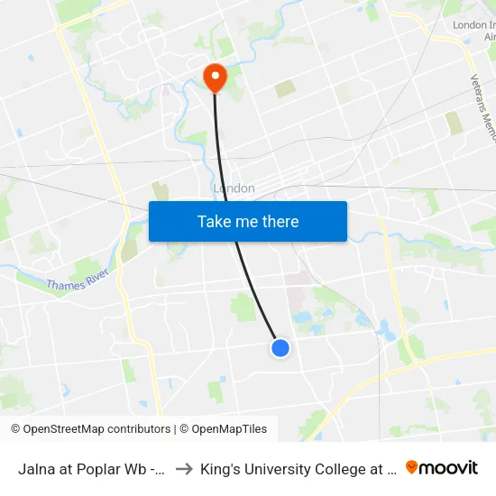 Jalna at Poplar Wb - #1067 to King's University College at Western map