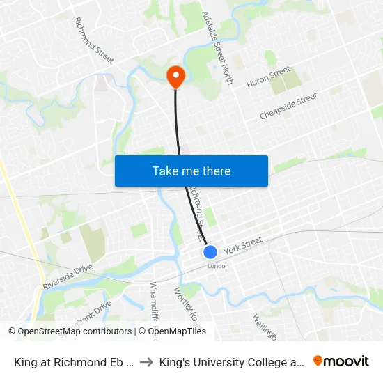 King at Richmond Eb - #1086 to King's University College at Western map