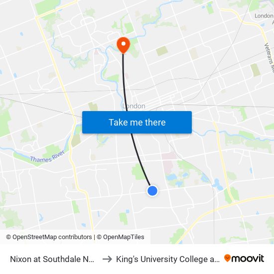 Nixon at Southdale Nb - #1237 to King's University College at Western map