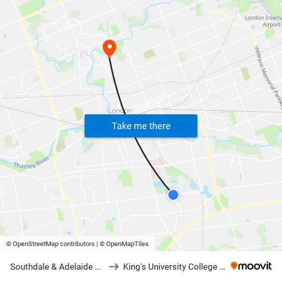 Southdale & Adelaide Eb - #1666 to King's University College at Western map