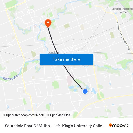 Southdale East Of Millbank Wb - #1686 to King's University College at Western map