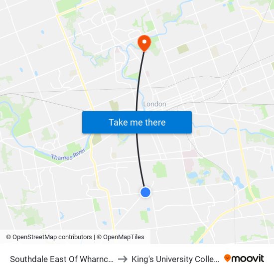 Southdale East Of Wharncliffe Wb - #1709 to King's University College at Western map