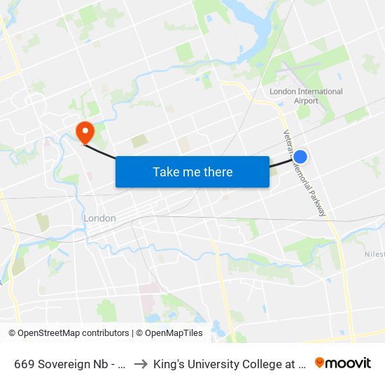 669 Sovereign Nb - #2414 to King's University College at Western map