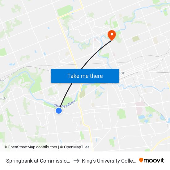 Springbank at Commissioners Wb - #1734 to King's University College at Western map