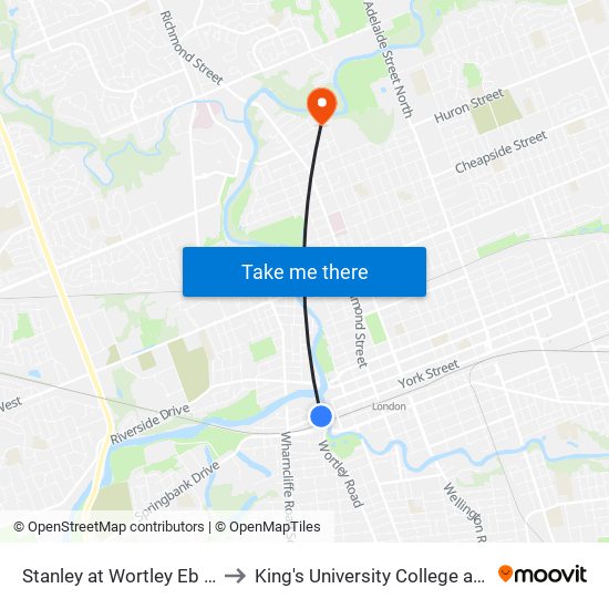 Stanley at Wortley Eb - #1760 to King's University College at Western map