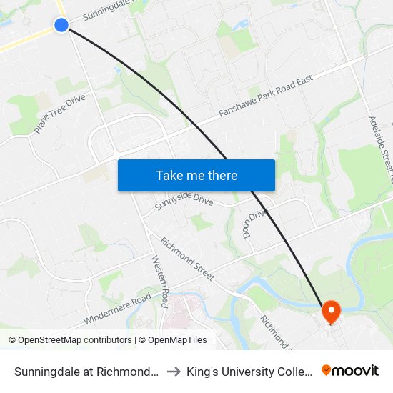 Sunningdale at Richmond FS Wb - #2880 to King's University College at Western map