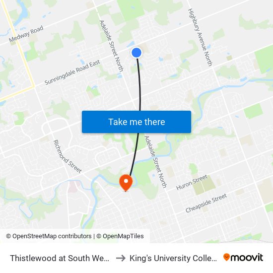 Thistlewood at South Wenige Eb - #2435 to King's University College at Western map