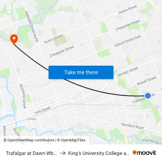 Trafalgar at Dawn Wb - #1794 to King's University College at Western map