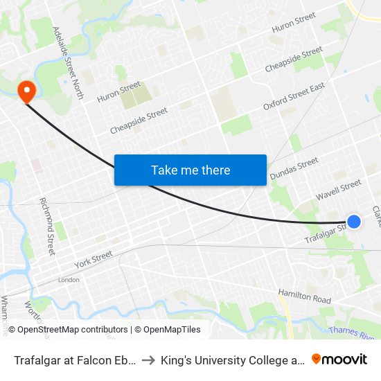 Trafalgar at Falcon  Eb - #2279 to King's University College at Western map