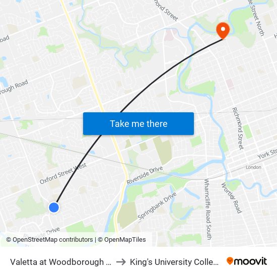 Valetta at Woodborough St Wb - #1850 to King's University College at Western map
