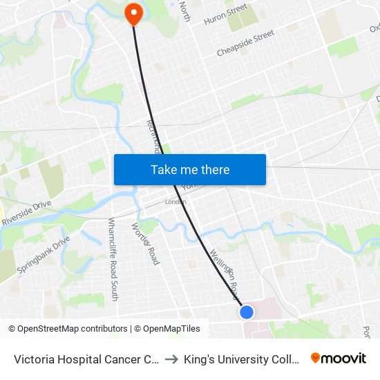 Victoria Hospital Cancer Centre Sb - #1855 to King's University College at Western map