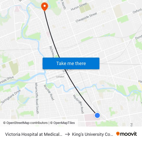 Victoria Hospital at Medical Unit Building - #1856 to King's University College at Western map