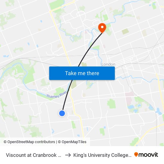 Viscount at Cranbrook Wb - #2144 to King's University College at Western map