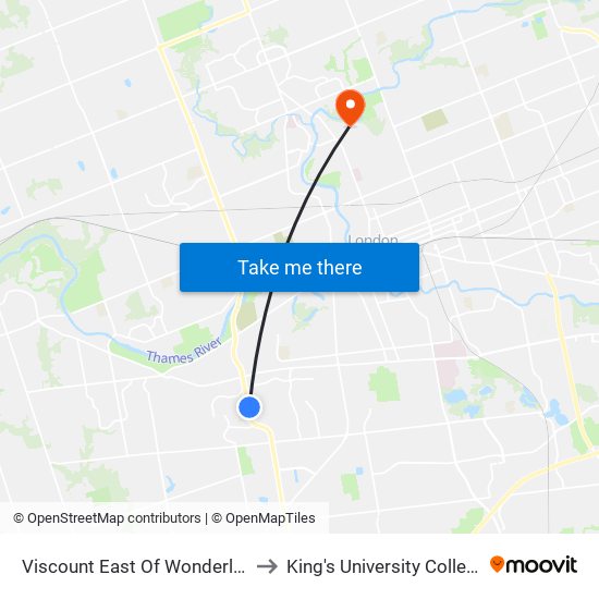 Viscount East Of Wonderland Wb - #1890 to King's University College at Western map