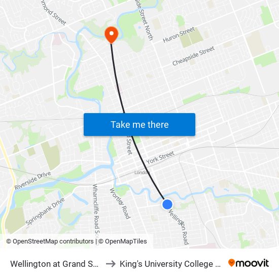 Wellington at Grand Sb - #1943 to King's University College at Western map