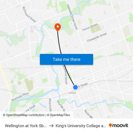 Wellington at York Sb - #1980 to King's University College at Western map