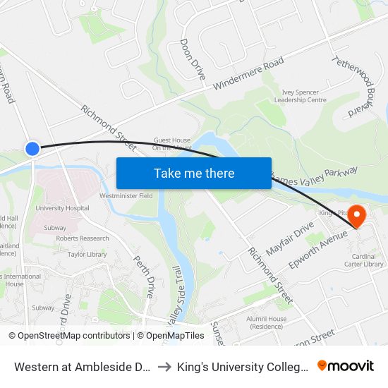 Western at Ambleside Dr Nb - #1983 to King's University College at Western map