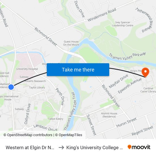 Western at Elgin Dr Nb - #1988 to King's University College at Western map