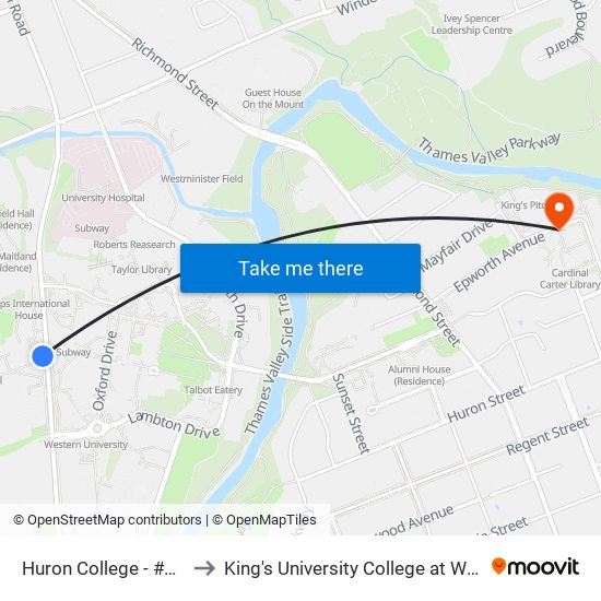 Huron College - #1989 to King's University College at Western map