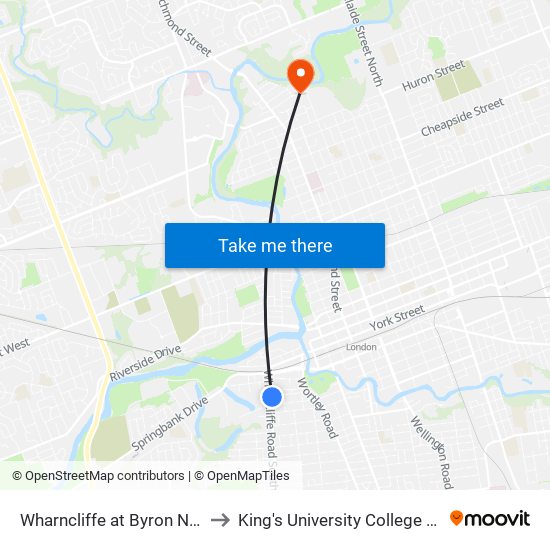 Wharncliffe at Byron Nb - #2022 to King's University College at Western map