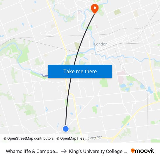 Wharncliffe & Campbell - #2522 to King's University College at Western map