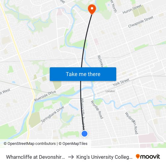 Wharncliffe at Devonshire  Nb - #2029 to King's University College at Western map