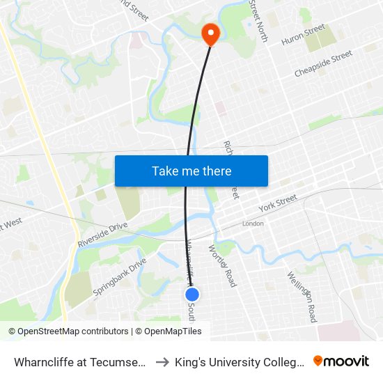 Wharncliffe at Tecumseh Nb - #2054 to King's University College at Western map