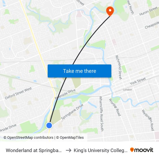 Wonderland at Springbank Nb - #2132 to King's University College at Western map