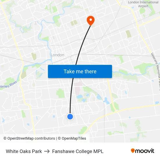 White Oaks Park to Fanshawe College MPL map
