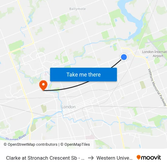 Clarke at Stronach Crescent Sb - #2936 to Western University map