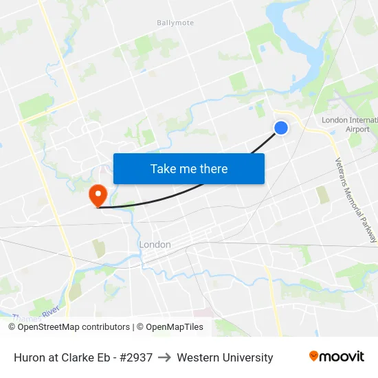 Huron at Clarke Eb - #2937 to Western University map