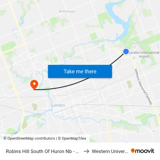 Robins Hill South Of Huron Nb - #2946 to Western University map