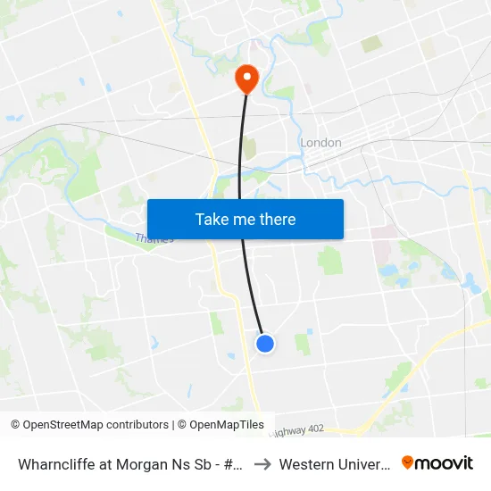 Wharncliffe at Morgan Ns Sb - #2961 to Western University map