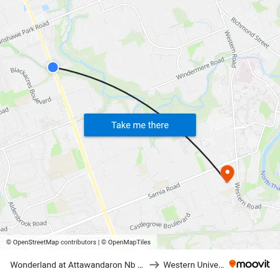 Wonderland at Attawandaron Nb - #2982 to Western University map