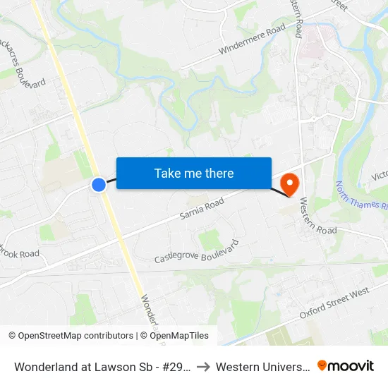 Wonderland at Lawson Sb - #2986 to Western University map