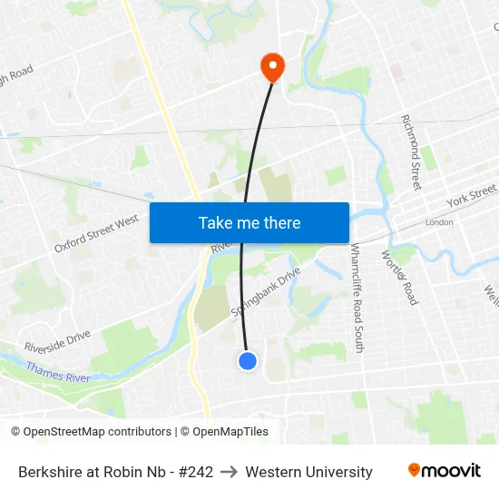Berkshire at Robin Nb - #242 to Western University map