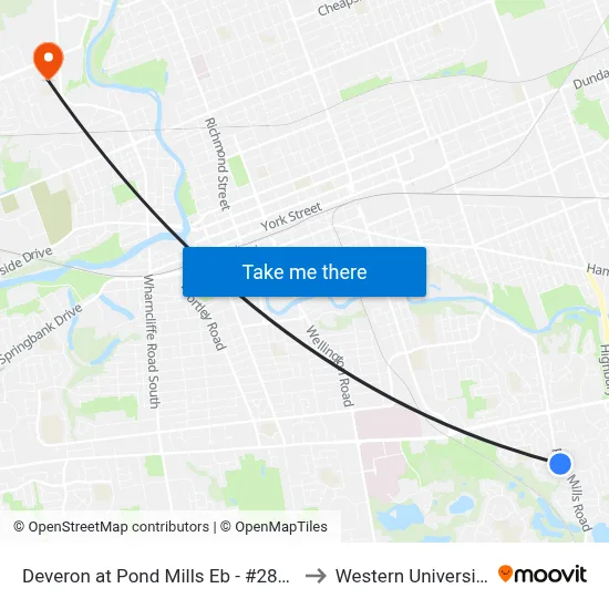 Deveron at Pond Mills Eb - #2819 to Western University map