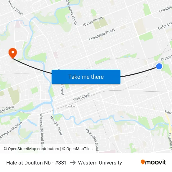 Hale at Doulton Nb - #831 to Western University map