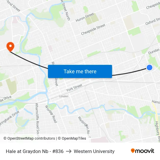 Hale at Graydon Nb - #836 to Western University map