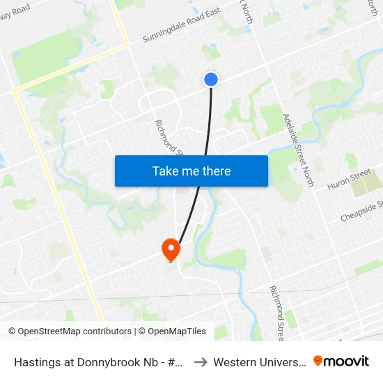 Hastings at Donnybrook Nb - #891 to Western University map