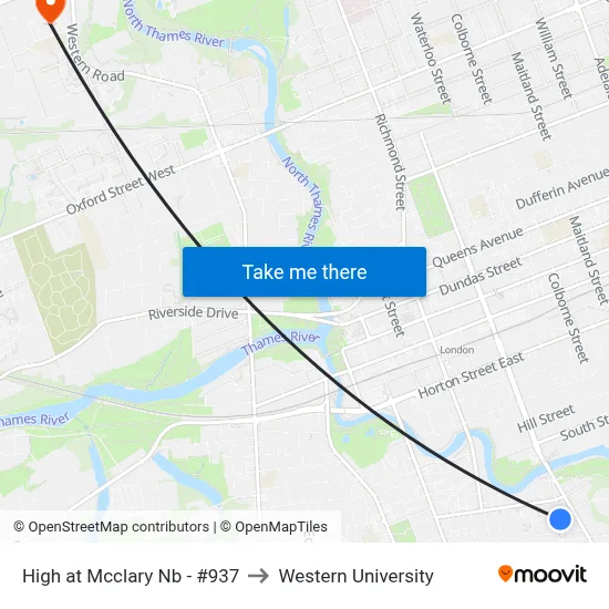 High at Mcclary Nb - #937 to Western University map