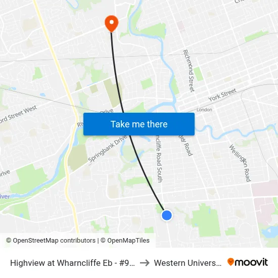 Highview at Wharncliffe Eb - #949 to Western University map