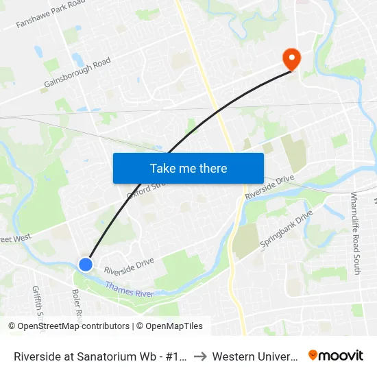 Riverside at Sanatorium Wb - #1593 to Western University map