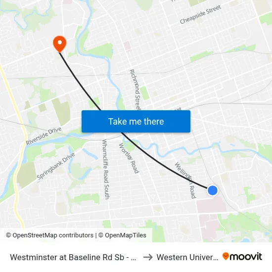 Westminster at Baseline Rd Sb - #1986 to Western University map