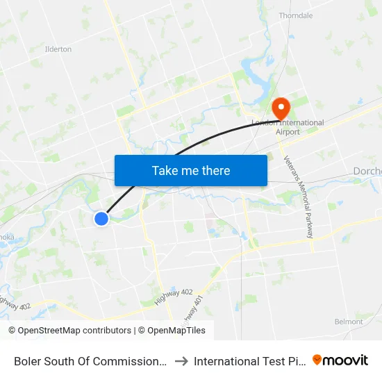 Boler South Of Commissioners Nb - #276 to International Test Pilot School map