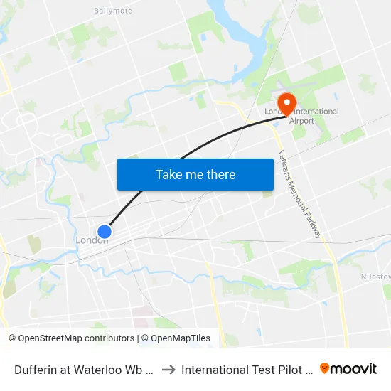 Dufferin at Waterloo Wb - #2218 to International Test Pilot School map