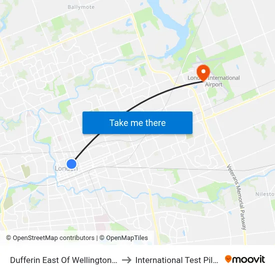 Dufferin East Of Wellington Wb - #535 to International Test Pilot School map