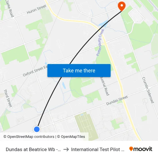 Dundas at Beatrice Wb - #544 to International Test Pilot School map