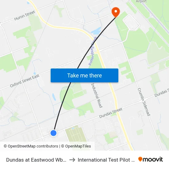 Dundas at Eastwood Wb - #556 to International Test Pilot School map