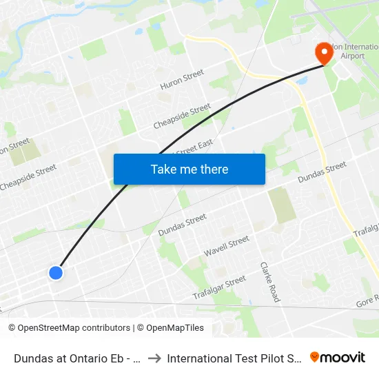Dundas at Ontario Eb - #592 to International Test Pilot School map
